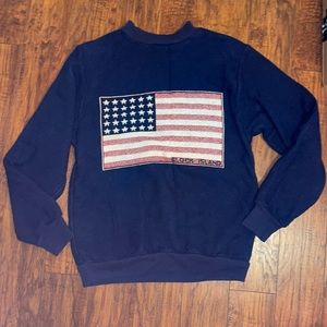 New Condition RIDDLE Men’s Navy Sweater With American Flag